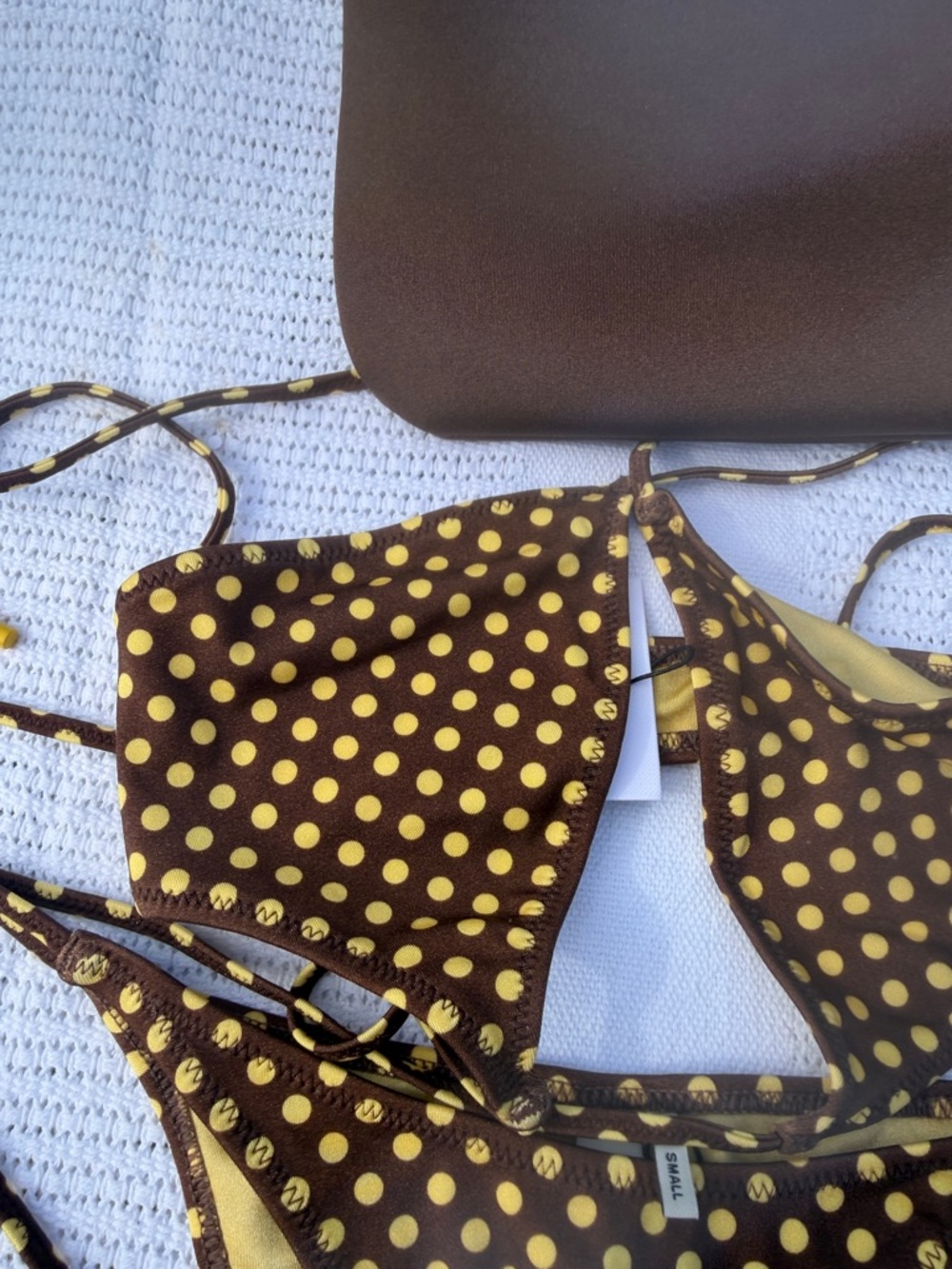 triangl swimwear Brown and Yellow Polka Dot String Bikini - Picture 5 of 10